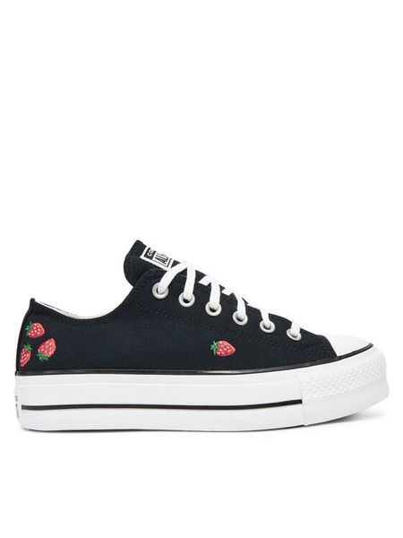 Converse Trampki Chuck Taylor All Star Lift Platform Embroidered Strawberries A14935C Czarny. Czarne trampki Converse, bez wzorów, z materiału, bez zapięcia. Za 269,99 zł.
