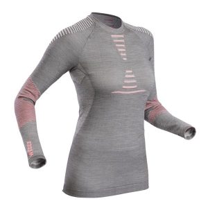Koszulka termoaktywna narciarska damska Wedze 900 wool. Białe koszule nocne WED'ZE, bez wzorów, z elastanu, bez ramiączek. W wyprzedaży za 119,99 zł.