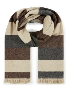 Lanerossi Wełniany szal w kolorze brązowo-beżowym z dodatkiem kaszmiru - 200 x 60 cm rozmiar: onesize. Brązowe szaliki Lanerossi, bez wzorów, z kaszmiru. Za 303,06 zł.