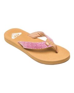 Klapki plażowe dla Kobiety PORTO Czerwony. Czerwone klapki Roxy, bez wzorów, z materiału, bez obcasa. Za 99,99 zł.