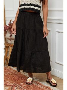 La Compagnie Du Lin Lniana spódnica w kolorze czarnym rozmiar: S. Czarne spódnice La Compagnie Du Lin, s, bez wzorów, ze lnu, maxi. Za 152,98 zł.