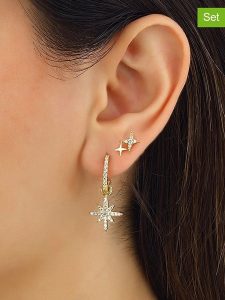 Miu Silver Pozłacane kolczyki (2 szt.) z cyrkoniami rozmiar: onesize. Szare kolczyki Miu Silver, z cyrkonią, pozłacane. Za 152,62 zł.