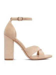 DeeZee Sandały CEO-9988 Beżowy. Brązowe sandały DeeZee, bez wzorów, z materiału, bez obcasa, na słupku, bez zapięcia. Za 139,99 zł.