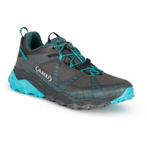 Buty sportowe trekkingowe damskie Aku Flyrock Gore-tex. Niebieskie buty trekkingowe Aku, z gore-texu, bez zapięcia. Za 389,00 zł.