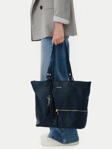 Lasocki Torebka CEO-LSK-L-033-10 Granatowy. Niebieskie shopper bag Lasocki, bez wzorów, ze skóry, bez dodatków. Za 199,99 zł.