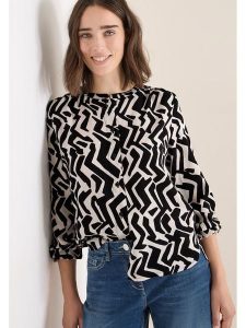 Cecil Bluzka w kolorze czarno-białym rozmiar: S. Białe bluzki Cecil, s, bez wzorów, z wiskozy, bez kołnierzyka, bez ramiączek. Za 156,98 zł.