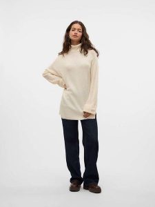 Vero Moda Golf w kolorze kremowym rozmiar: L. Brązowe golfy Vero Moda, bez wzorów. Za 98,95 zł.