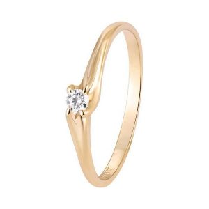 Piękny Pierścionek Złoty - złoto żółte 585, Brylant 0,08ct. Pierścionki marki W.KRUK. Za 1 690,00 zł.