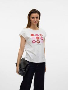 Vero Moda Koszulka w kolorze białym rozmiar: M. Białe bluzki Vero Moda, m, bez wzorów, z bawełny, bez kołnierzyka, bez ramiączek. Za 52,67 zł.