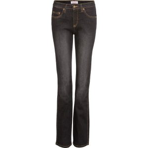 Dżinsy Straight Slim, Mid Waist, ze stretchem. Niebieskie jeansy bonprix, bez wzorów, z jeansu. Za 109,99 zł.