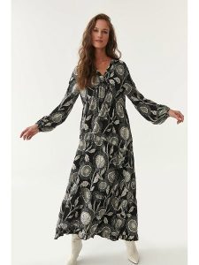 TATUUM Sukienka w kolorze czarno-białym rozmiar: 38. Białe sukienki Tatuum, na imprezę, s, bez wzorów, z wiskozy, klasyczne, bez kołnierzyka, bez ramiączek, maxi. Za 158,47 zł.