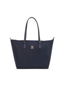 Tommy Hilfiger Torebka Poppy Th Tote AW0AW15639 Granatowy. Niebieskie torebki klasyczne TOMMY HILFIGER, bez wzorów, z materiału, bez dodatków. Za 299,99 zł.
