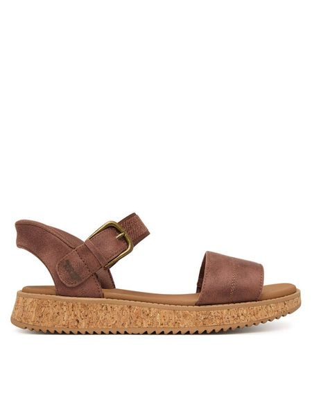 Skechers Sandały Bobs Sun Vibe 114423/CHOC Brązowy. Brązowe sandały Skechers, bez wzorów, ze skóry, bez obcasa, na płaskiej podeszwie, bez zapięcia. Za 222,99 zł.