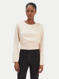 Rinascimento Bluzka CFC0126404003 Beżowy Regular Fit. Brązowe bluzki Rinascimento, m, bez wzorów, z syntetyku, bez kołnierzyka, bez ramiączek. Za 289,99 zł.