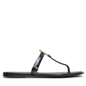 Japonki Tory Burch. Czarne klapki Tory Burch, bez wzorów, bez obcasa. Za 430,99 zł.