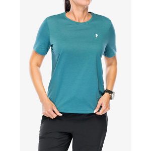 Koszulka szybkoschnąca damska Peak Performance Explore Graphic Tee. Zielone koszulki sportowe Peak Performance, bez wzorów, bez ramiączek. Za 156,99 zł.