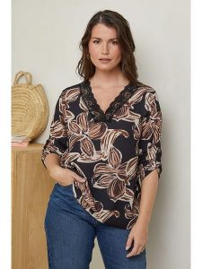 Curvy Lady Bluzka w kolorze czarnym ze wzorem rozmiar: 40/42. Czarne bluzki Curvy Lady, bez wzorów, z koronki, klasyczne, bez kołnierzyka, bez ramiączek. Za 123,82 zł.