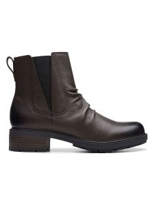 Clarks Skórzane botki "Hearth Rose" w kolorze brązowym rozmiar: 39,5. Brązowe botki Clarks, bez wzorów, bez obcasa, bez zapięcia. Za 232,78 zł.