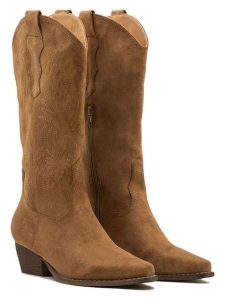 Belluci Kozaki w kolorze jasnobrązowym rozmiar: 39. Brązowe kozaki Belluci, na zimę, bez wzorów, bez obcasa, bez zapięcia. Za 188,85 zł.