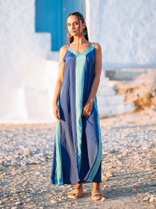 Isla Bonita by SIGRIS Sukienka w kolorze turkusowo-czarnym rozmiar: XL. Czarne sukienki Isla Bonita by SIGRIS, na co dzień, xl, bez wzorów, z bawełny, bez kołnierzyka, bez ramiączek, maxi, proste. Za 162,49 zł.