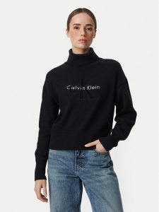 Calvin Klein Jeans Golf LV047H329G Czarny Regular Fit. Czarne golfy Calvin Klein Jeans, bez wzorów, z bawełny. Za 449,99 zł.