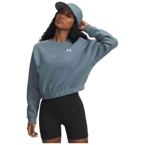 Bluza Damska UA Rival Fleece Piped Crew 6007035-587. Niebieskie bluzy Under Armour, bez wzorów, bez kaptura. Za 129,99 zł.