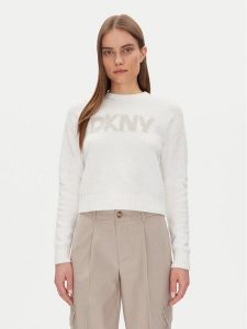 DKNY Sweter DJ4R0424 Écru Regular Fit. Swetry klasyczne DKNY, m, z bawełny, bez kołnierzyka. Za 219,99 zł.