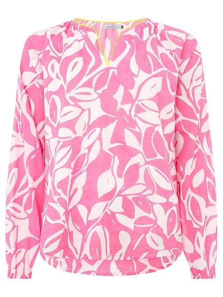 Zwillingsherz Bluzka "Leaves" w kolorze biało-jasnoróżowym rozmiar: L/XL. Białe bluzki Zwillingsherz, l, bez wzorów, z wiskozy, bez kołnierzyka, bez ramiączek. Za 134,85 zł.