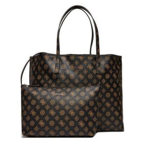 Torebka Guess. Brązowe shopper bag Guess, z aplikacjami, bez dodatków. Za 479,99 zł.