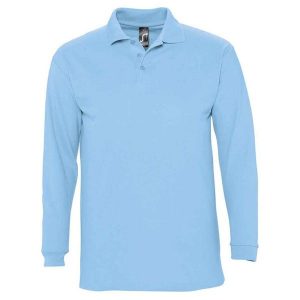 Koszulka Polo Z Długim Rękawem Dla Dorosłych Unisex Winter II. Niebieskie bluzki SOL'S, s, bez wzorów, casualowe, bez kołnierzyka, bez ramiączek. Za 107,99 zł.