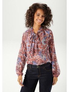 Aniston Bluzka w kolorze czerwono-niebieskim rozmiar: 40. Czerwone bluzki Aniston, bez wzorów, bez kołnierzyka, bez ramiączek. Za 73,93 zł.