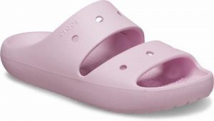 Klapki Dla Dorosłych Crocs Classic V2 Sandal. Czerwone klapki Crocs, bez wzorów, z materiału, bez obcasa. Za 118,99 zł.