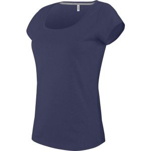 Koszulka damska Kariban Col Bateau. Niebieskie koszulki sportowe KARIBAN, bez wzorów, z bawełny, bez ramiączek. Za 65,00 zł.