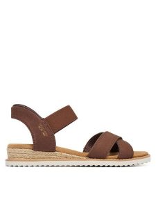 Skechers Sandały BOBS Desert Kiss - Golden Lily 114418/CHOC Brązowy. Brązowe sandały Skechers, bez wzorów, z materiału, bez obcasa, na płaskiej podeszwie, bez zapięcia. Za 289,99 zł.