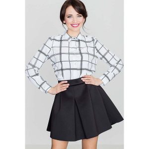 Czarna Rozkloszowana Mini Spódnica z Szeroką Plisą. Czarne spódnice Katrus, m, bez wzorów, z materiału, mini. Za 179,00 zł.