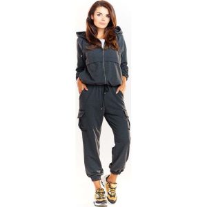 Grafitowa Krótka Rozpinana Bluza z Kapturem. Szare bluzy Infinite You, l, bez wzorów, z bawełny, z kapturem. Za 194,90 zł.