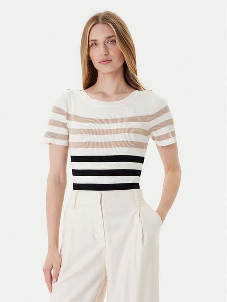 Morgan Sweter 252-MPIANA Beżowy Slim Fit. Brązowe swetry klasyczne Morgan, s, z wiskozy, bez kołnierzyka. Za 109,99 zł.