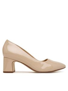 Clarks Czółenka Fernie Court 26183034 Beżowy jasny. Brązowe czółenka Clarks, bez wzorów, z lakierowanej skóry, bez obcasa, bez zapięcia. Za 389,99 zł.