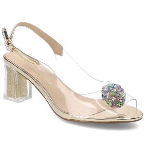 Złote Sandały S.Barski Eleganckie Obuwie Damskie. Żółte sandały S.BARSKI, bez wzorów, ze skóry ekologicznej, bez obcasa, na obcasie, bez zapięcia. Za 199,00 zł.