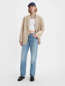 Levi's Dżinsy "501" - Regular fit - w kolorze niebieskim rozmiar: W28/L30. Niebieskie jeansy Levi's®, z aplikacjami, z podwyższonym stanem. Za 206,42 zł.