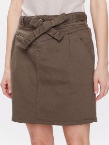 Morgan Spódnica jeansowa 231-JSTELA Khaki Regular Fit. Brązowe spódnice Morgan, bez wzorów, z jeansu. Za 249,99 zł.