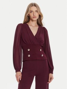 Rinascimento Bluzka CFC0126180003 Bordowy Regular Fit. Czerwone bluzki Rinascimento, l, bez wzorów, z syntetyku, bez kołnierzyka, bez ramiączek. Za 339,99 zł.