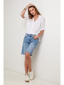 Lin Passion Lniana koszula w kolorze białym rozmiar: 34/36. Białe koszule Lin Passion, bez wzorów, z koronki, bez kołnierzyka, bez ramiączek. Za 143,99 zł.