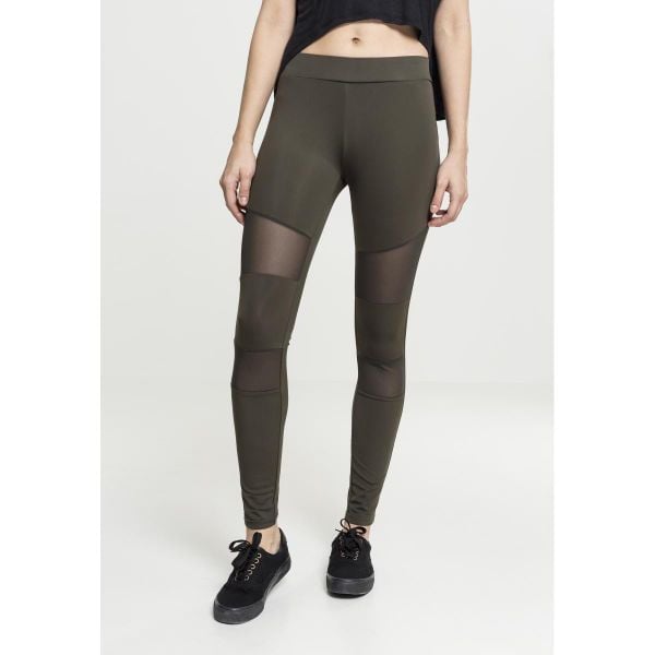 Legginsy damskie w dużych rozmiarach Urban Classic mesh elastic. Zielone legginsy Urban Classics, bez wzorów, z meshu. Za 135,00 zł.