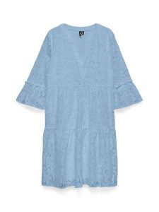 Vero Moda Sukienka w kolorze błękitnym rozmiar: S. Niebieskie sukienki Vero Moda, s, bez wzorów, z bawełny, bez kołnierzyka, bez ramiączek, mini. Za 105,38 zł.