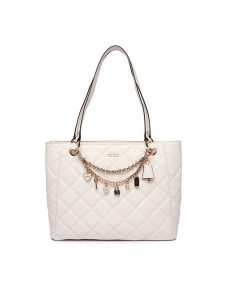 Guess Torebka Libby HWGG99 12250 Biały. Białe shopper bag Guess, z aplikacjami, ze skóry, bez dodatków. Za 749,99 zł.