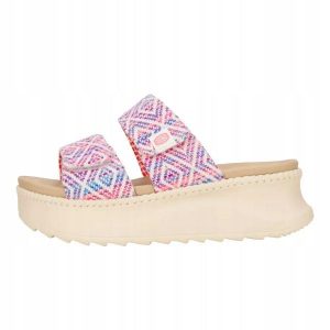 HeyDude Damskie Klapki Delray Slide Surf Baja. Brązowe klapki Hey Dude, bez wzorów, z materiału, bez obcasa. Za 199,00 zł.