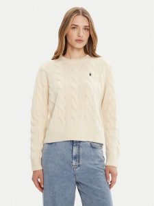 Polo Ralph Lauren Sweter 211A91216002 Écru Straight Fit. Swetry klasyczne Polo Ralph Lauren, xl, z wełny, bez kołnierzyka. Za 579,99 zł.