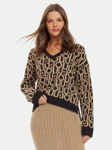 Liu Jo Sweter WF4436 MA30P Brązowy Regular Fit. Brązowe swetry klasyczne Liu Jo, m, z syntetyku, bez kołnierzyka. Za 399,99 zł.