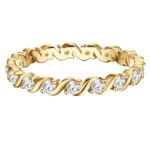 Trilani Pierscionek Memoire aus Sterling Silber in Gelbgold mit Zirkonia Pierścionki 1 ct Damski. Białe pierścionki Trilani, z cyrkonią, pozłacane. Za 219,99 zł.